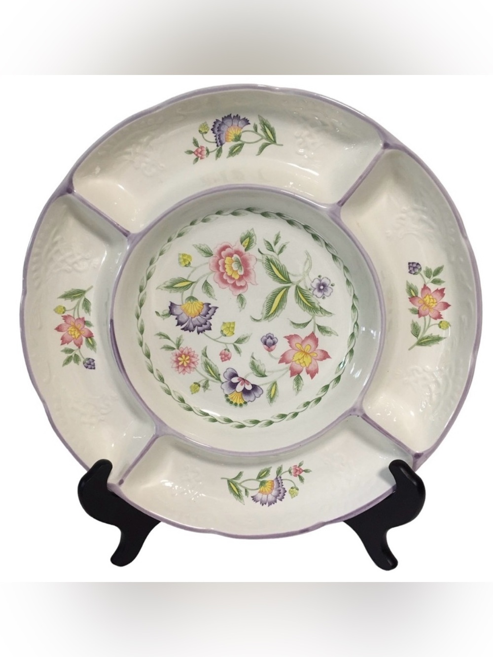 Vtg  KakuZyu Japan Porcelain divided serving Platter Tray Japan Fred Roberts